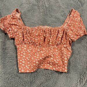 SHEIN Rust Floral Blouse